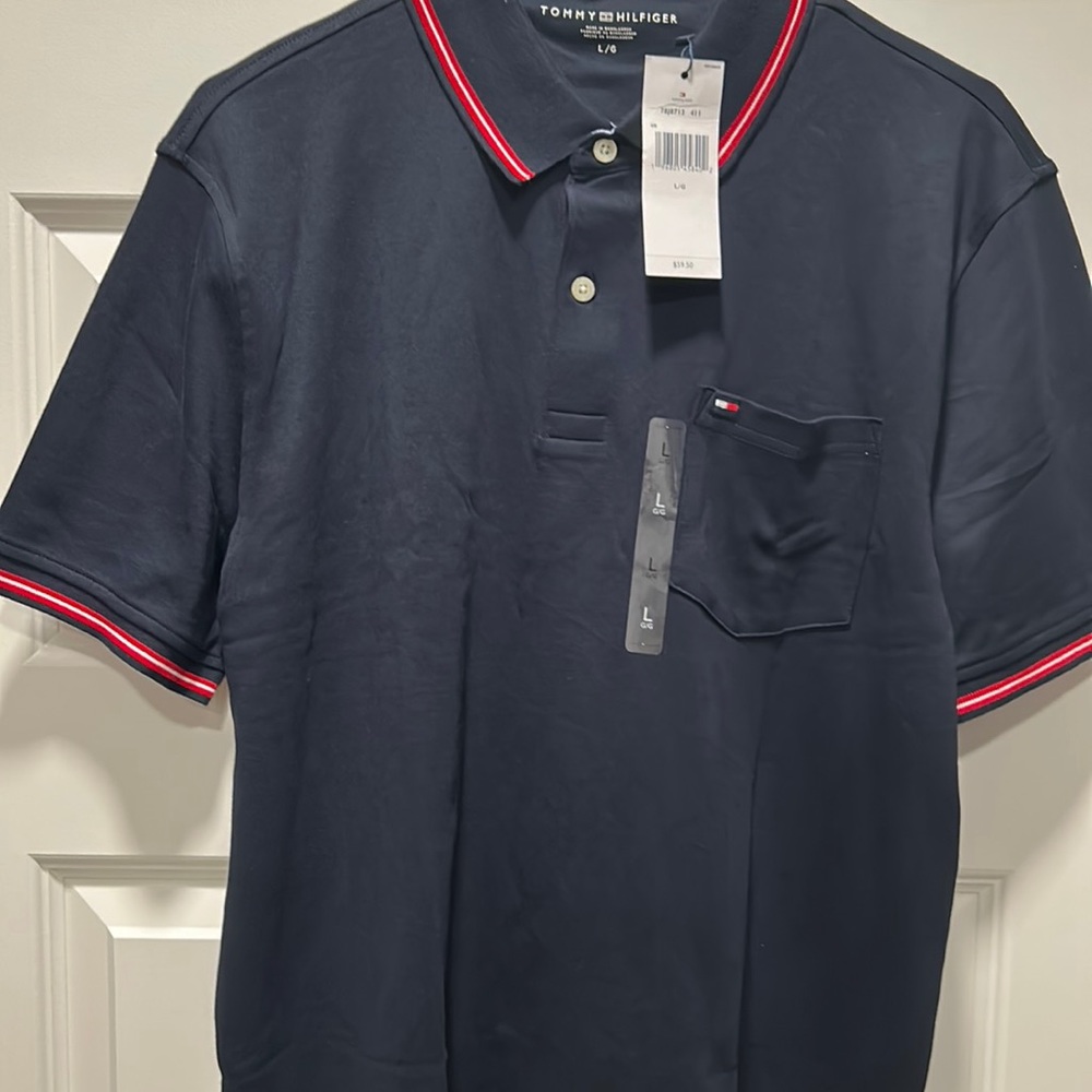 Keep him in style. Tommy Hilfiger, large, short-sleeve polo.